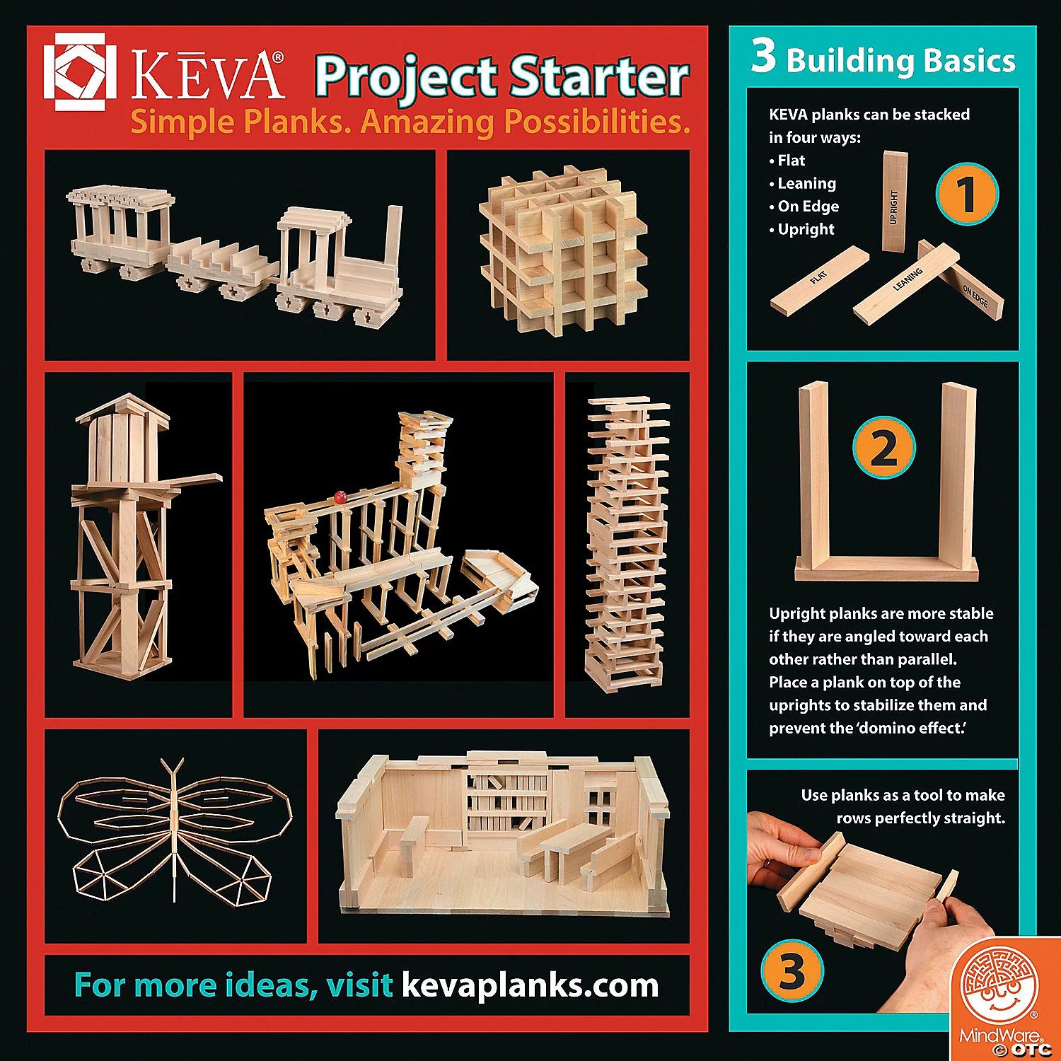 MW KEVA Building Idea Cards: Set Of 4 3 MW KEVA Building Idea Cards: Set Of 4
